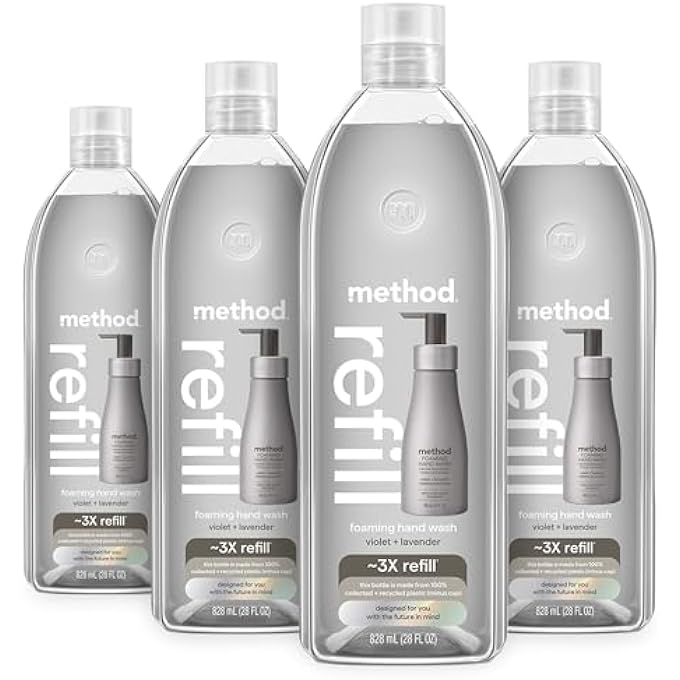 Method FOAMING HAND SOAP REFILL, VIOLET + LAVENDER, RECYCLABLE BOTTLE, BIODEGRADABLE FORMULA, 28 FL OZ (PACK OF 4) - Image 1